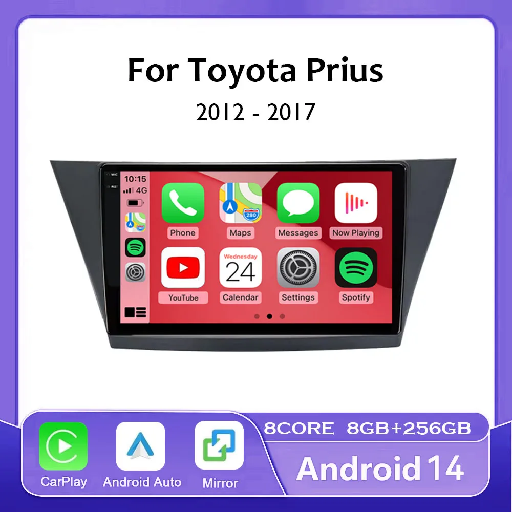 

9-дюймовый Android 14 Carplay Auto для Toyota Prius Plus V Alpha LHD 2012-2017, автомобильный радиоприемник, мультимедийный видеоплеер, навигация, GPS, WIFI