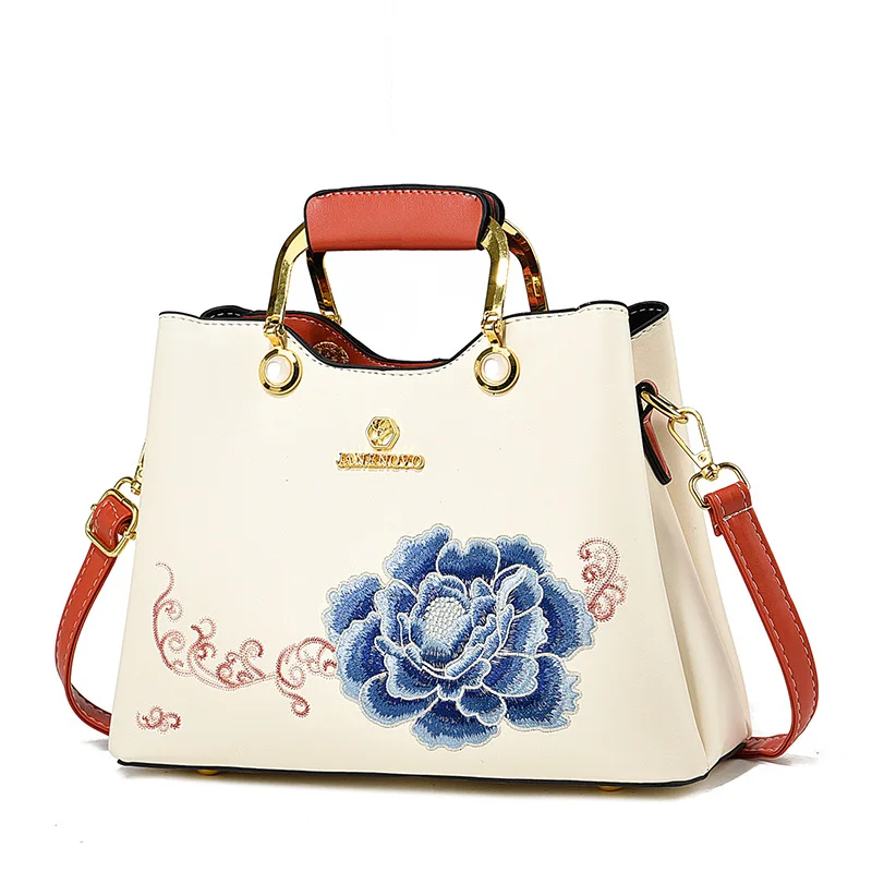 

Ladies' handbag, niche light luxury square bag, fashionable embroidered flower shoulder bag