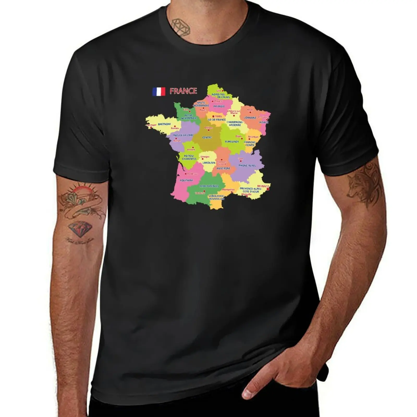 

Administrative Map of France T-Shirt plain summer tops vintage cute tops t shirts for men pack