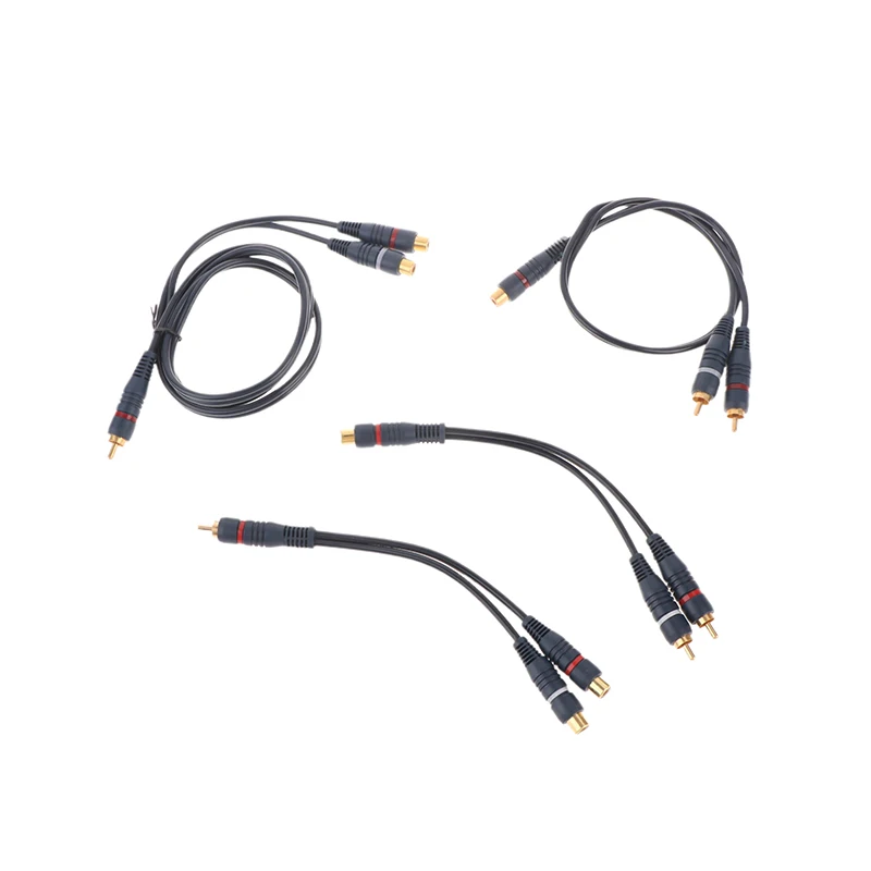 Distributor Converter Speaker Gold Cable Cord Line Cooper Wire 2 RCA Female To 1 RCA Male Splitter Cable Audio Splitter