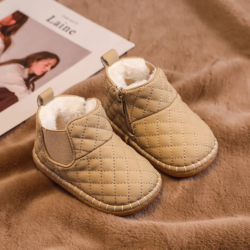 Kinder Winters tiefel Baby Mädchen Jungen Schneeschuhe warme Plüsch wind dichte Kinder Baumwolle gepolsterte Schuhe weiche Sohle rutsch feste Kinderschuhe