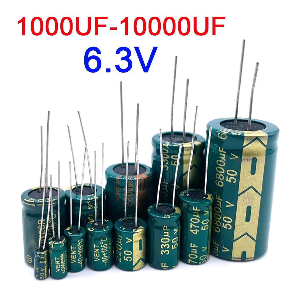 Kondensator elektrolityczny wysokiej częstotliwości 6.3V 1000UF 1500UF 1800UF 2200UF 3300UF 10000UF Kondensator aluminiowy wysokiej częstotliwości o niskim ESR