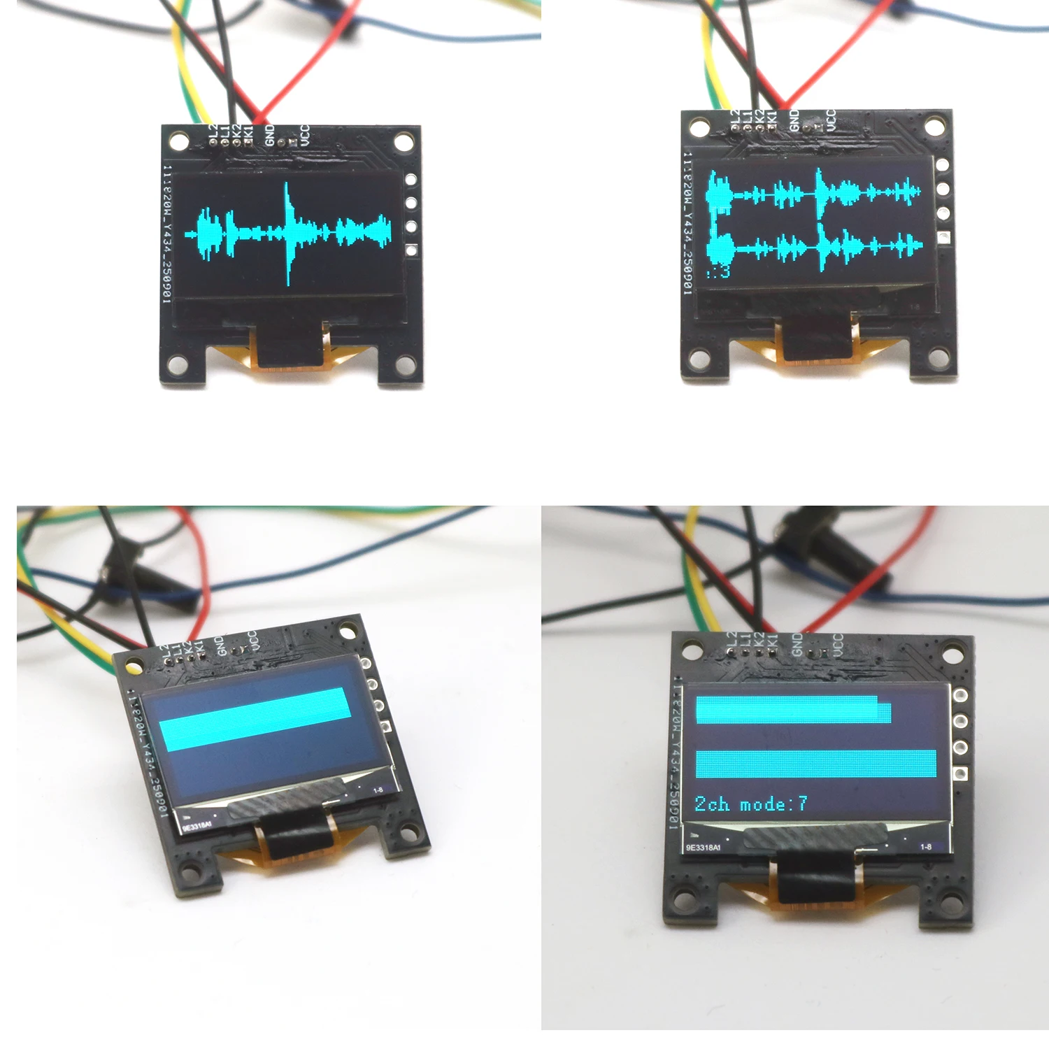 0.96 بوصة OLED الموسيقى الطيف عرض محلل 8-وضع ستيريو الصوت مصباح لتهيئة الجو مكبر للصوت مستوى المؤشر إيقاع VU متر