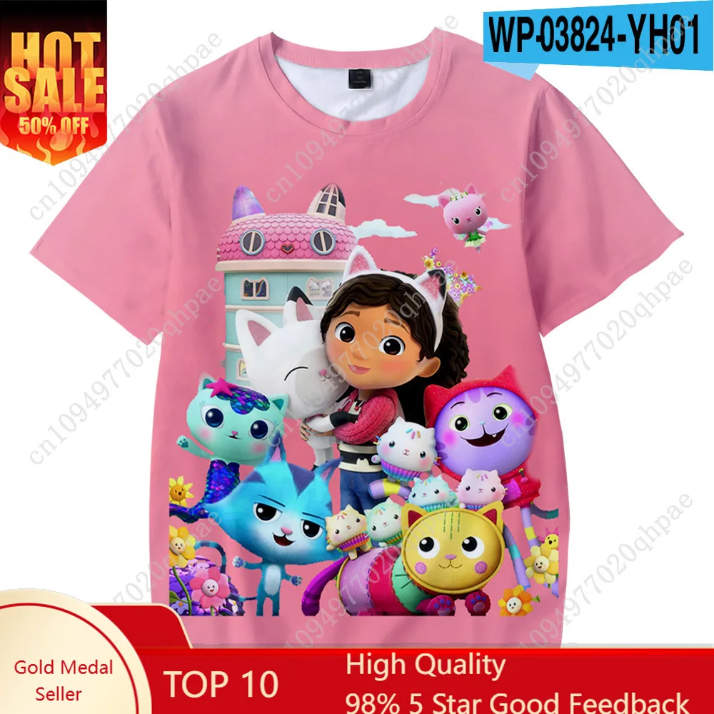 

Tshirts Anime Gabbys DollHouse 3D Print Streetwear Boys Girls Cute Casual Fashion Oversized T Shirt Kids Tees Tops Clothing