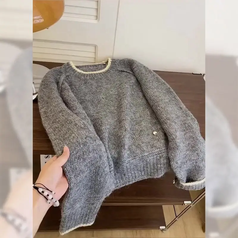 

Men's Faionable Casual Knitted Sweater round Ne Warm Inner Wear Top Large Size American Retro Sle Autumn Winter ential