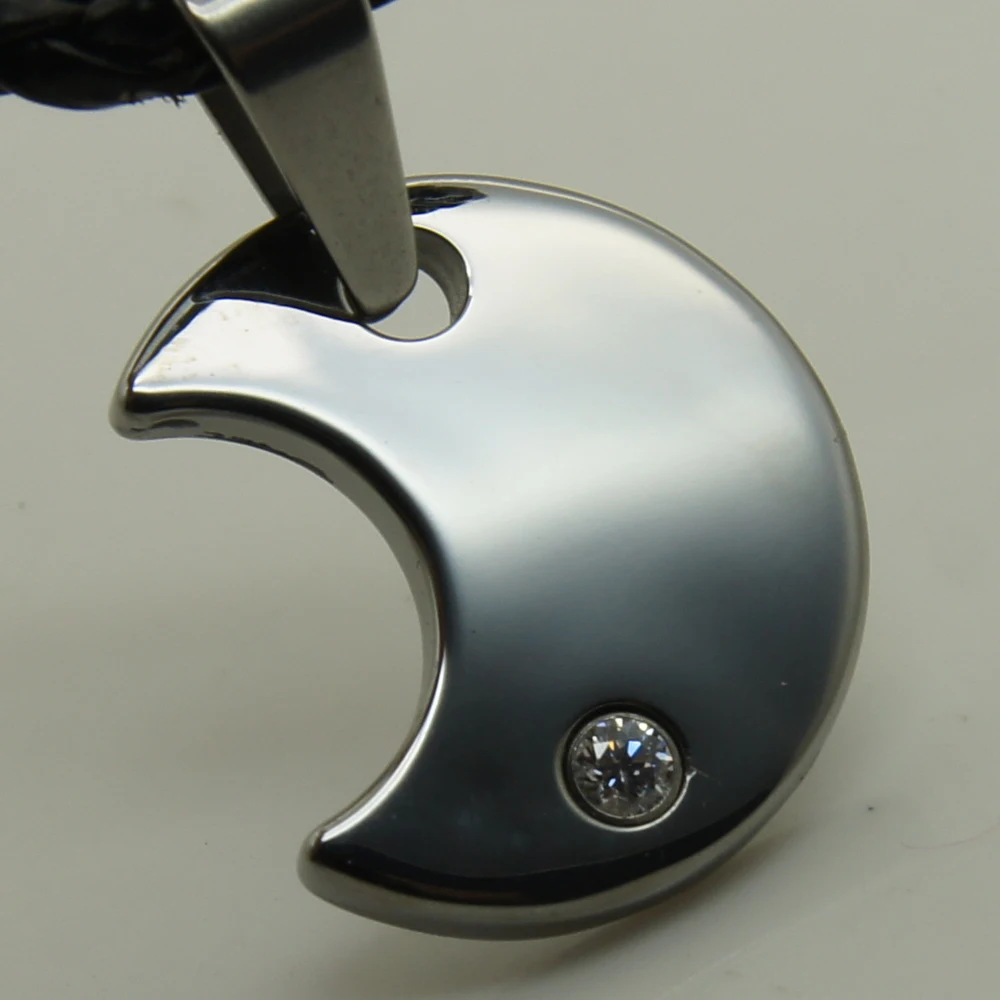 men/women jewelry moon clear cz  hi-tech scratch proof  tungsten pendant necklace