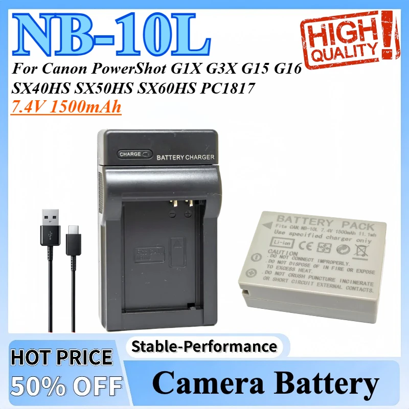 

NB-10L NB10L NB 10L Li-ion Battery Charger for Canon PowerShot G1X G3X G15 G16 SX40HS SX50HS SX60HS PC1817 PC1674 PC1680 PC1815