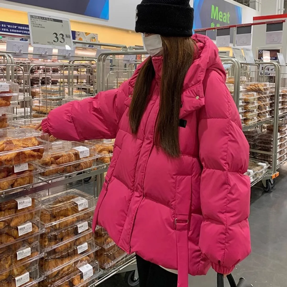 Frauen Dicke Daunen Kapuze Baumwolle Jacke Lose Breadms Winter Neue Verdickung frauen Mantel Modische Und Lässige Daunen Jacke