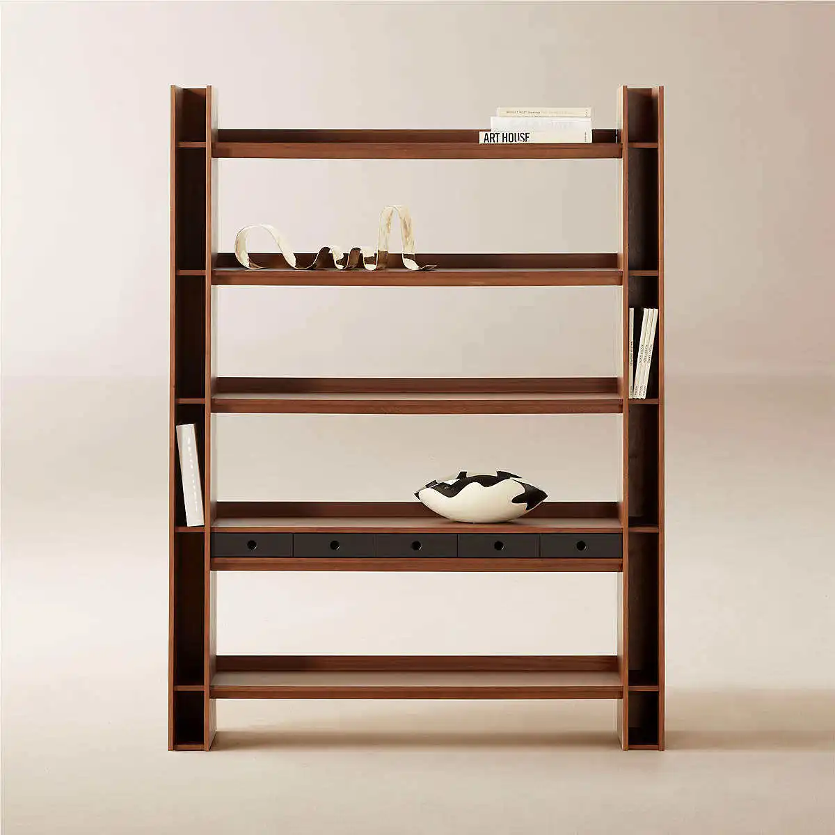 Z DU'S Modern Solid Wood Bookcase, Excellent 5-Layer Storage. With 5 Small Drawers For Convenient Storage Of Small Items.Z