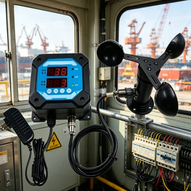Wind Speed Monitoring Alarm Device with RS485 Anemometer Sensor, Wind Speed Controller for Over-Wind Alarm
