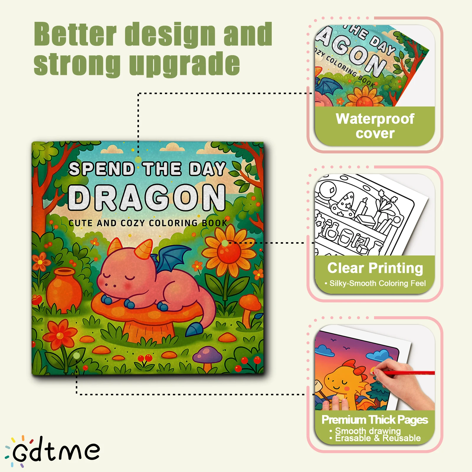 كتاب تلوين التنين من SPEND THE DAY للبالغين يتميز بأنشطة يومية مريحة وجذابة للاسترخاء (تلوين المساحات المريحة)