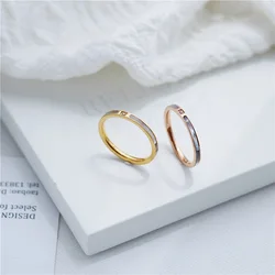 YUN RUO New Arrival Fashion Shell Zirconia Rings Rose Gold Color Fashion Titanium Steel Jewelry Birthday Gift Woman Never Fade