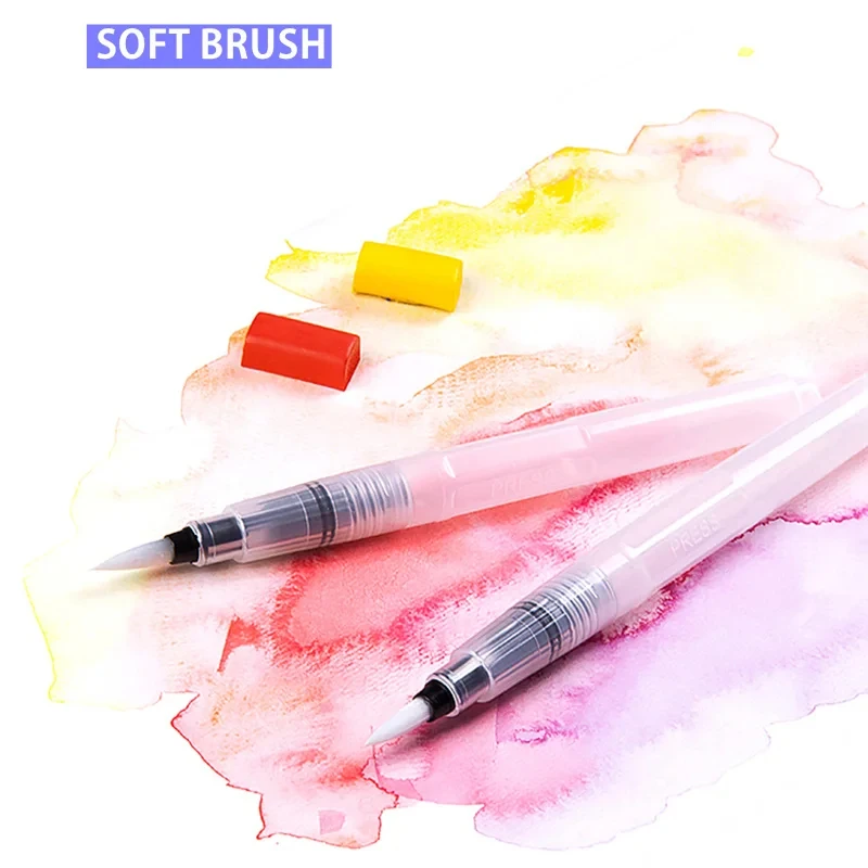 Refillable Watercolor Brush Pens, Soft Tip Water Brush Pen Set, Portable Leakproof Painting Drawing Pens for Watercolor, Calligr