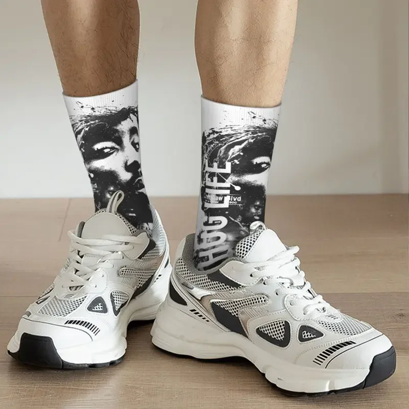 Y2K Autumn Winter - Men'S Women'S Tupac Shakur 2Pac Hip Hop Non-Slip Middle Tube Socks