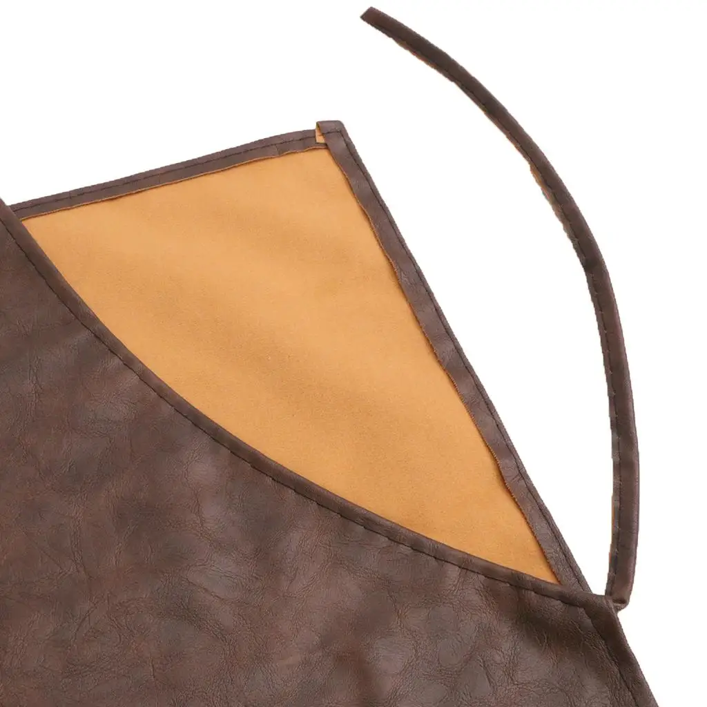 PU Leather Kitchen Apron Unisex Waterproof Smock Vest Type Apron Oil Resistant Working Apparel for Chef and Laboratory