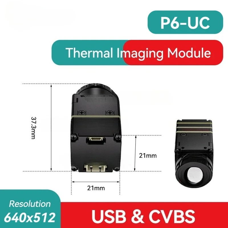 Módulo de Imagen Térmica 640x512 VOx, Cámara IR Sin Refrigeración, Salida USB UVC CVBS, Distancia de Detección de 900m