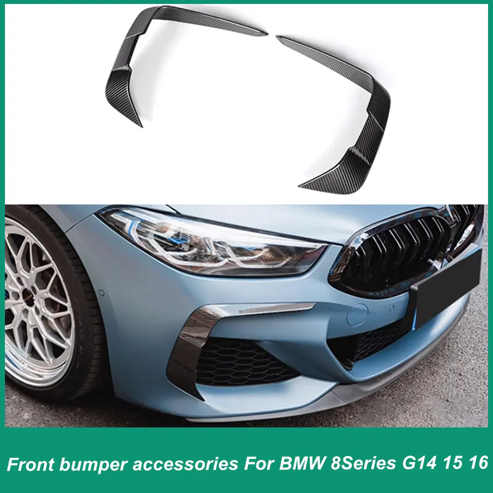 For BMW 8 Series G14 G15 G16 M Sport 2018-2021 Front Bumper Detachable Body Wind Blade Wing Decoration Carbon Fiber Wind Blade