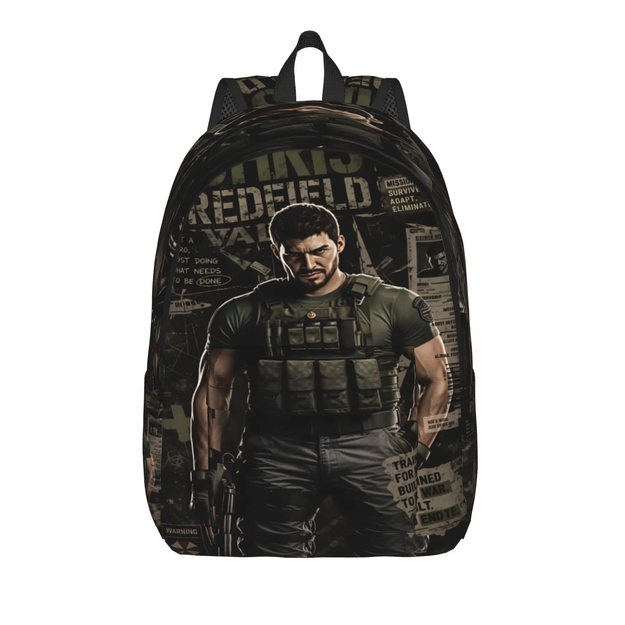 Chris Redfield Resident Evil Backpack  Trekking Backpacks Youth Streetwear High School Bags High Quality Pattern Rucksack