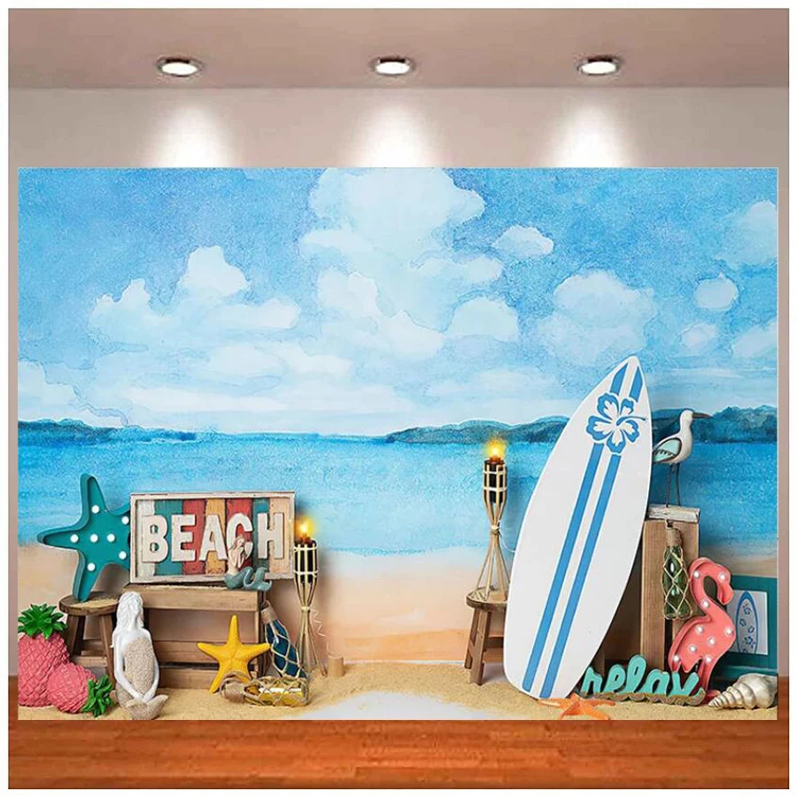 

Photography Backdrop Summer Surfing Beach Party Tropical Party Wau Hawaii Aloha Portrait Decor Photo Studio Background Banner