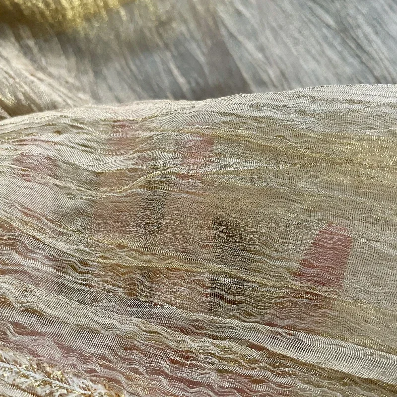 Translucent Gold Palm Print Yarn Organza Gold Wire Hanfu Long Skirt Wedding Dress Background Clothing