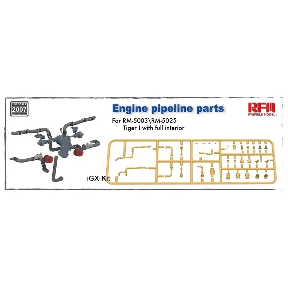 Rye Field 2007  1:35 Scale Engine Pipeling Parts for Tiger I Tank Vehicle Plastic Assembly Model Building Kit
