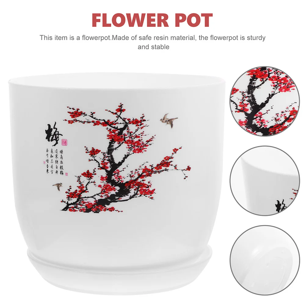 

1Set Resin Plant Pot Creative Succulent Planter with Drainage Hole Decorative Design for Home Office Garden Nursery Gardening