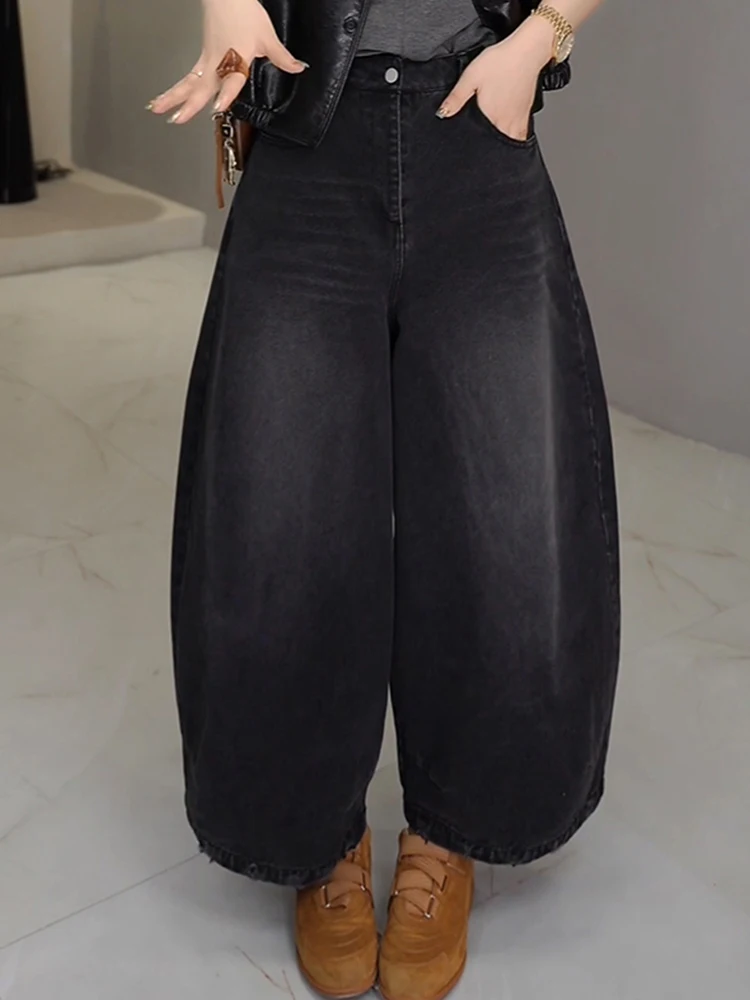 

Retro Blue Knife Denim Jeans High Waist Slimming Fashionable Spring Autumn Women's Straight Leg Casual High Waist Jeans