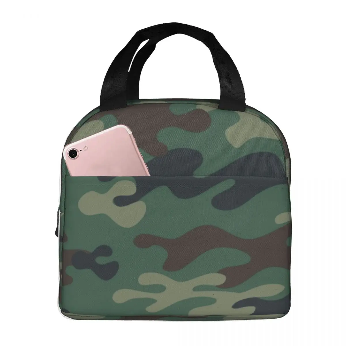 Green Military Camouflage Insulated Lunch Bags for Women Arm War Soldier Camo Resuable Thermal Cooler Food Lunch Box Travel