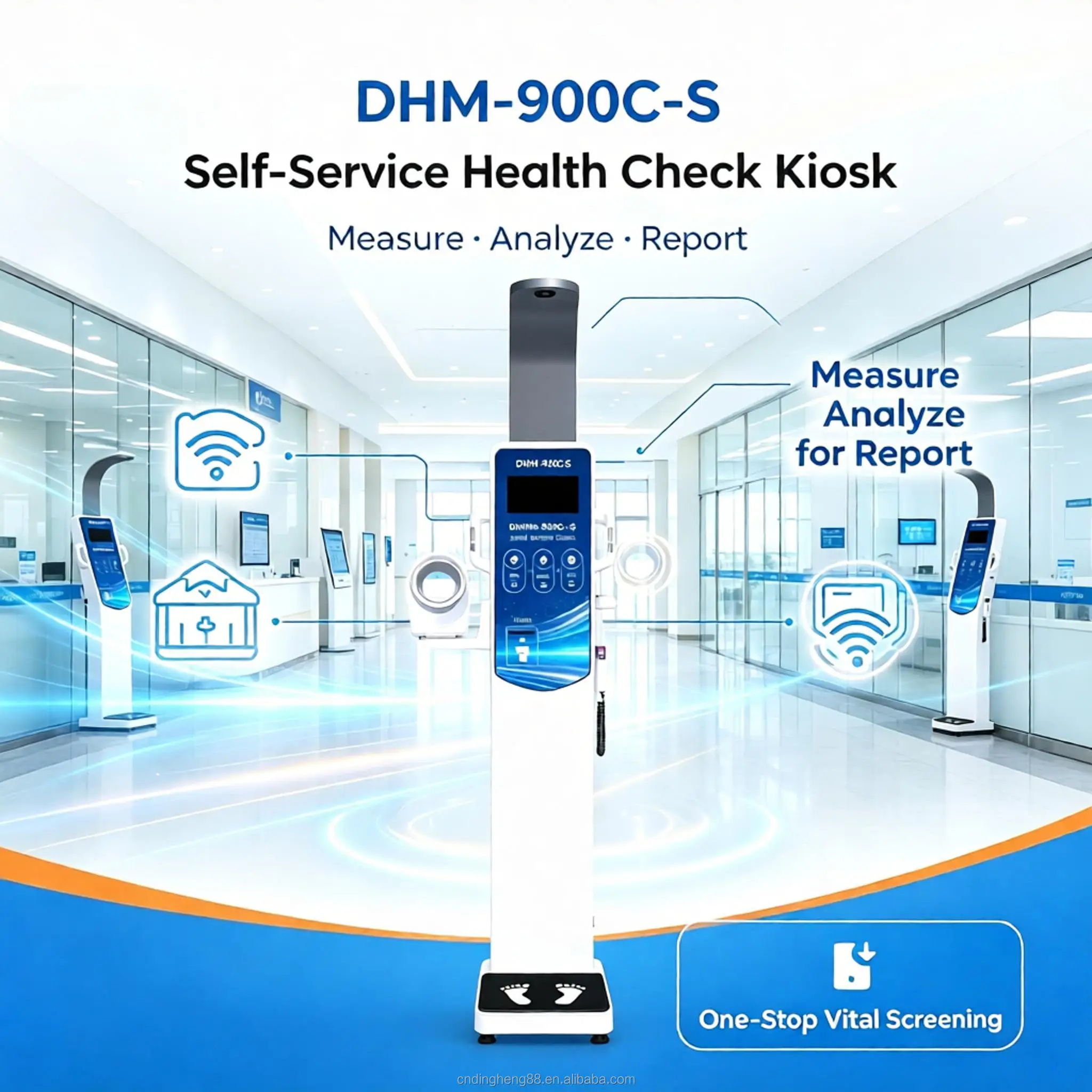 DHM-900C-S Non-Contact Temp & Full Body Composition Kiosk Perfect for Entry Checkpoints