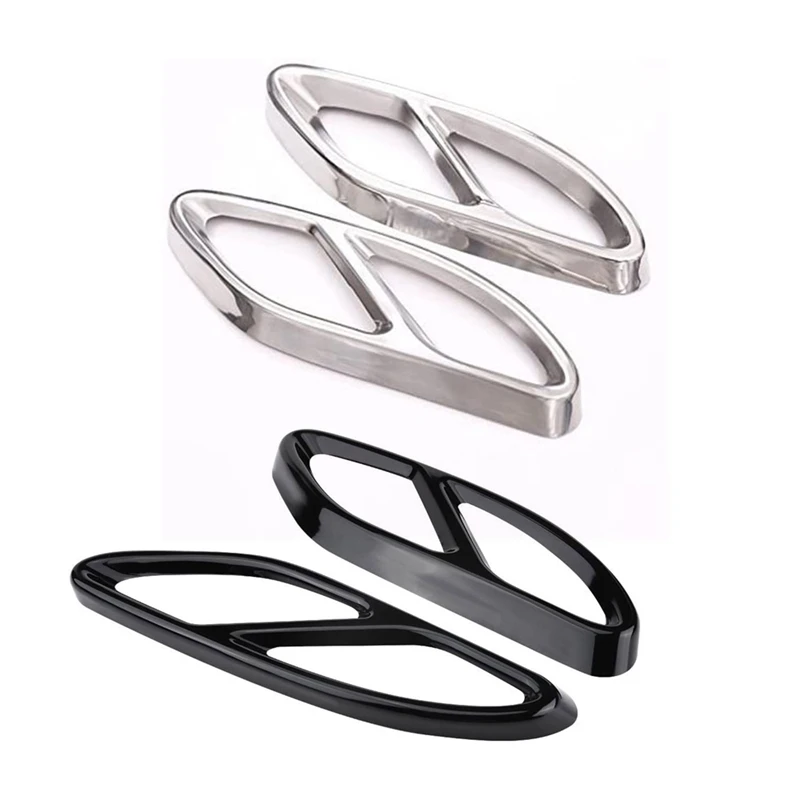 2Pcs Stainless Steel Tail Throat Exhaust Pipe Muffler Tip Cover Trim For Mercedes Benz W206 C-Class B-Class 2021