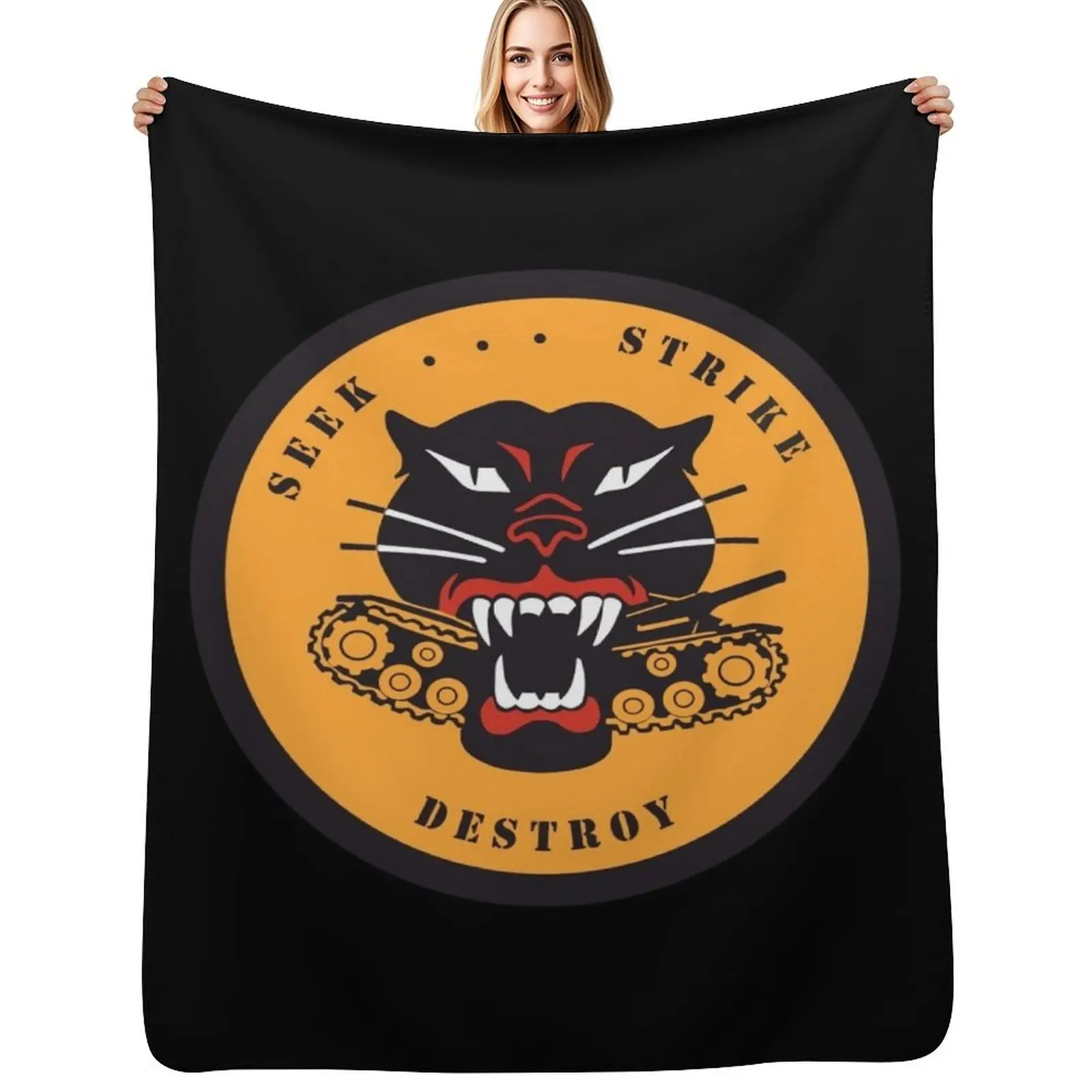 Seek Strike Destroy Throw Blanket Shaggy Warm Loose Luxury Thicken Multi-Purpose Flannel Fabric Blankets