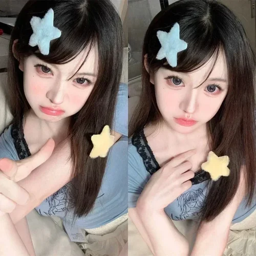 Imagen 2 del producto 1/12 Uds estrella de peluche Y2K estrella Mini estrella horquilla dulce niño hecho a mano lindo BB Pins horquilla accesorios para el cabello mujeres niñas