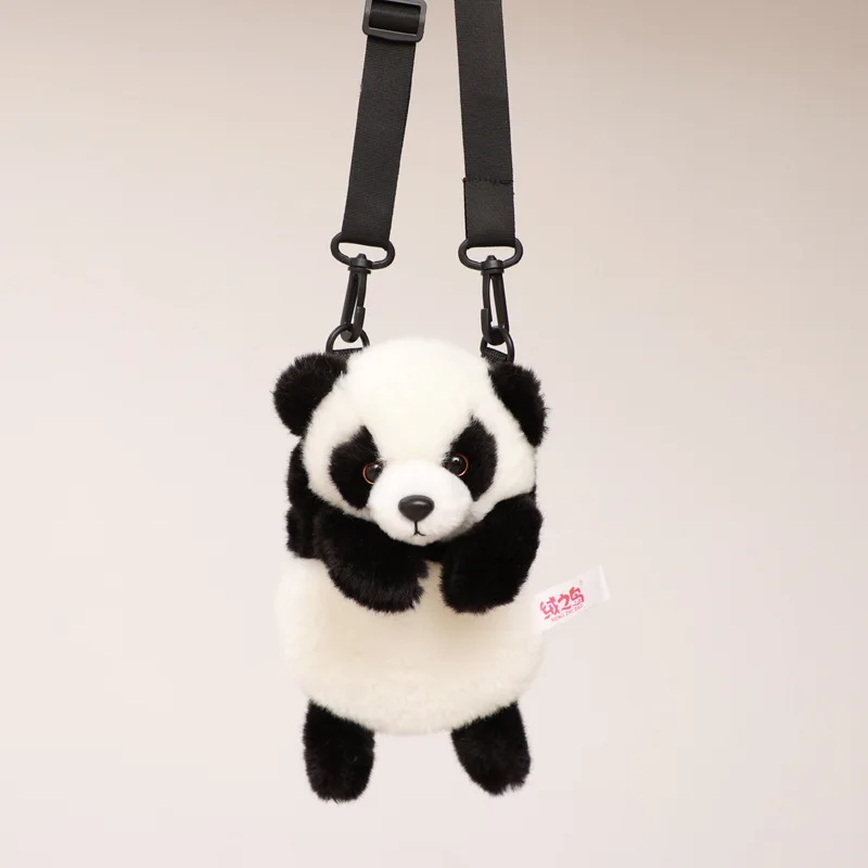 25cm Cute Simulation Panda Plush Backpacks Kawaii Animal Tiger Crossbody Bag Kids Shoulder Bag Plush Toys Children Gifts