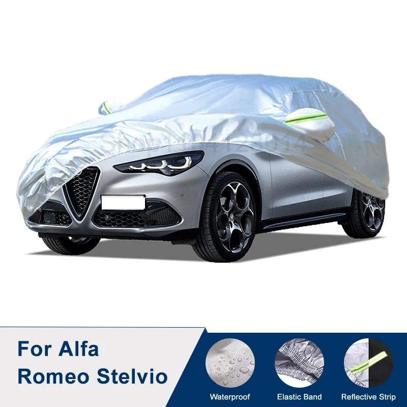 For Alfa Romeo Stelvio Full Car Outdoor Cover Waterproof Dustproof UV Resistant Sunshade Vehicle Exterior Protector