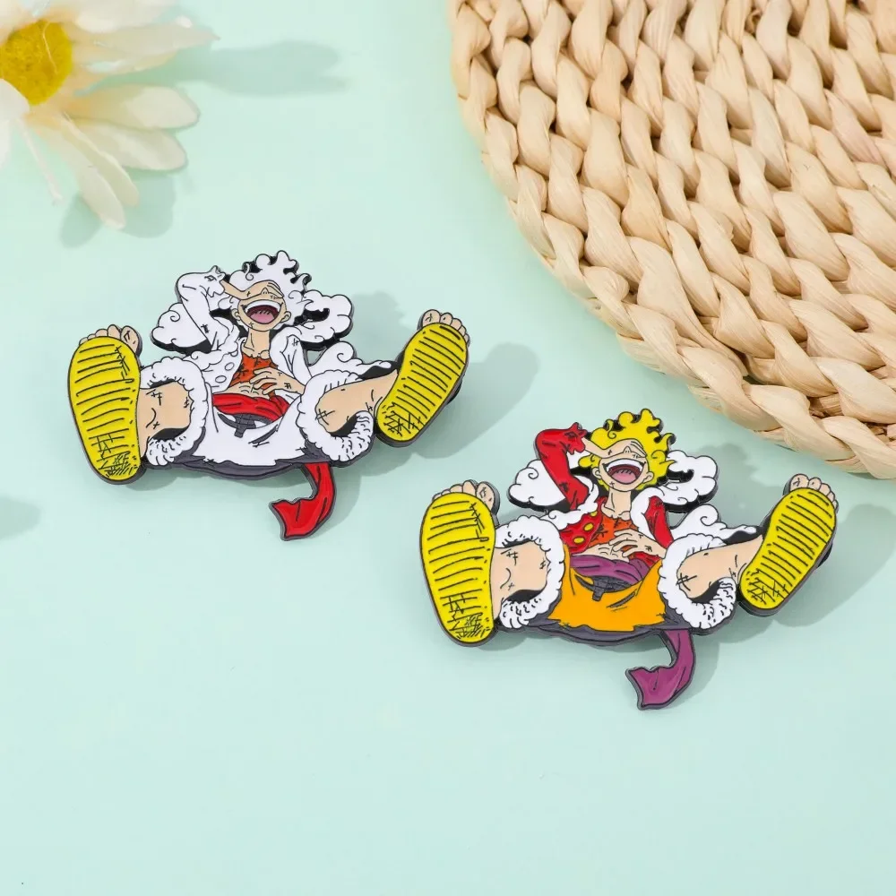 2 Pcs Anime Derivatives Brooch Exquisite Handsome Luffy Enamel Pin Metal Badge Jewelry Backpack Clothing Accessories Gift view 3