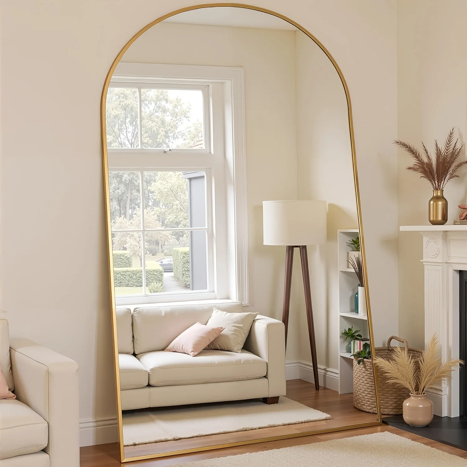 

Furnbar Arched Full Length Floor Mirror, 46 X 86 Inches Aluminum Frame, Freestanding/Wall Mount/Leaning for Bedroom, Living Room, Dressing Room
