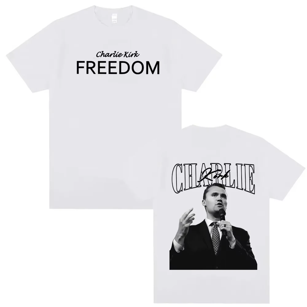 여성 여름 여성용 특대형 캐주얼 컴포트 티셔츠 스트리트웨어 Justice for Charlie Kirk Freedom Merch 티셔츠 하라주쿠