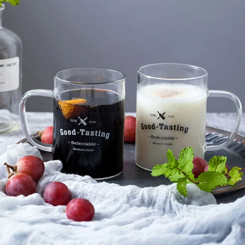 Przezroczyste kreatywny list szklane napoje kubek do kawy i herbaty deserowe szkło kubek do mleka śniadaniowe kubek z uchwytem przezroczysta szklanka do napojów