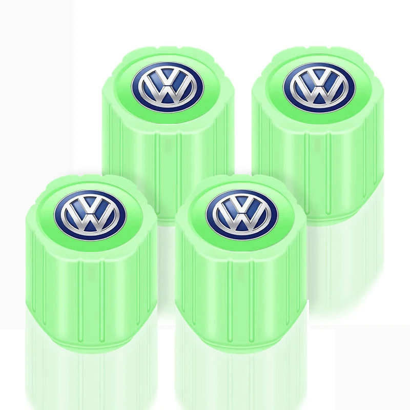 4Pcs Luminous Car Tire Valve Caps Badge Emblem Auto Accessories For Volkswagen VW Scirocco Beetle CC Touareg Touran T-ROC Golf 4