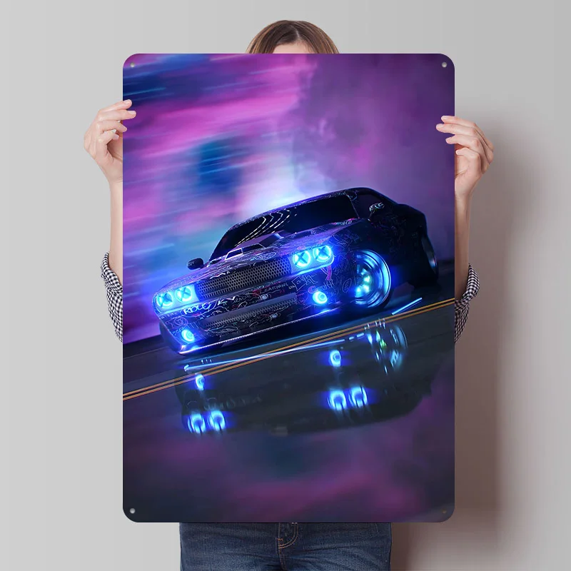 Sports MR2  Neon Car Metal Poster Custom Wall Art Retro Vintage Tinplate Signs for Man Cave Room Decoration At Home Decor Items