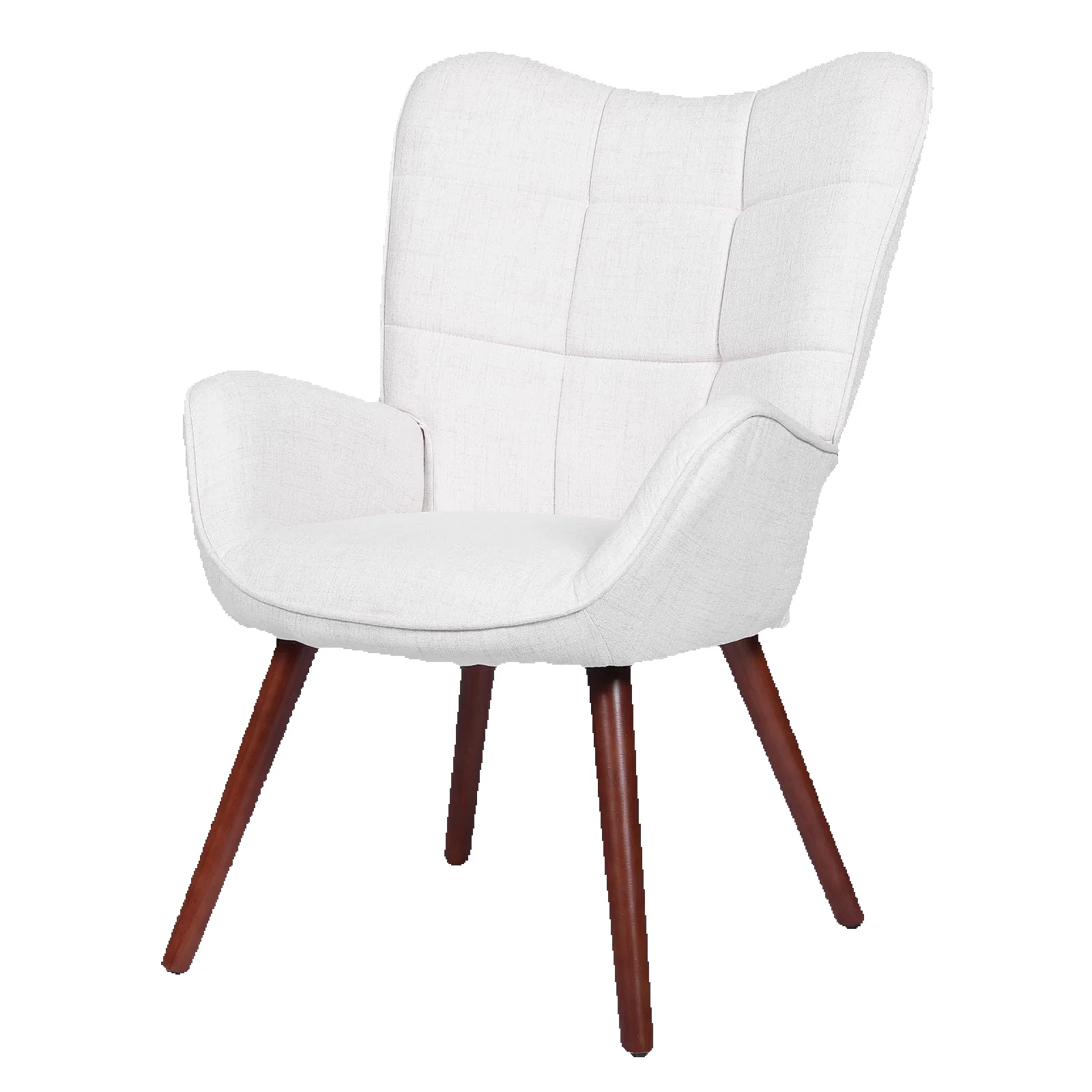 Moderner Lounge-Sessel, bequemer Polstersessel mit hoher Rückenlehne und Beinen aus Massivholz für Büro und Wohnzimmer