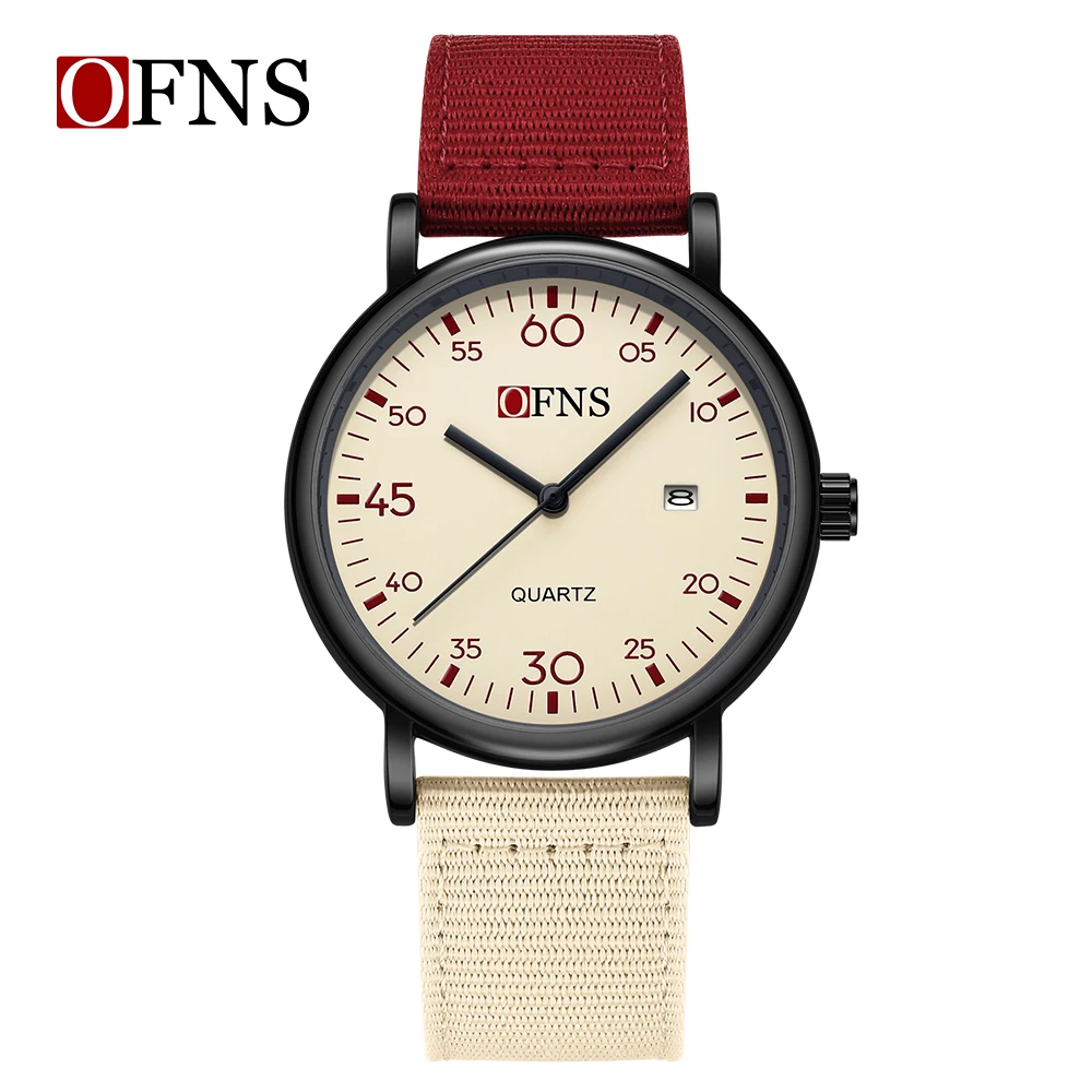 

Мужские часы OFNS, водонепроницаемые, 3ATM, легкие, в ретро-стиле, с контрастными цветами, модные, повседневные, унисекс -2