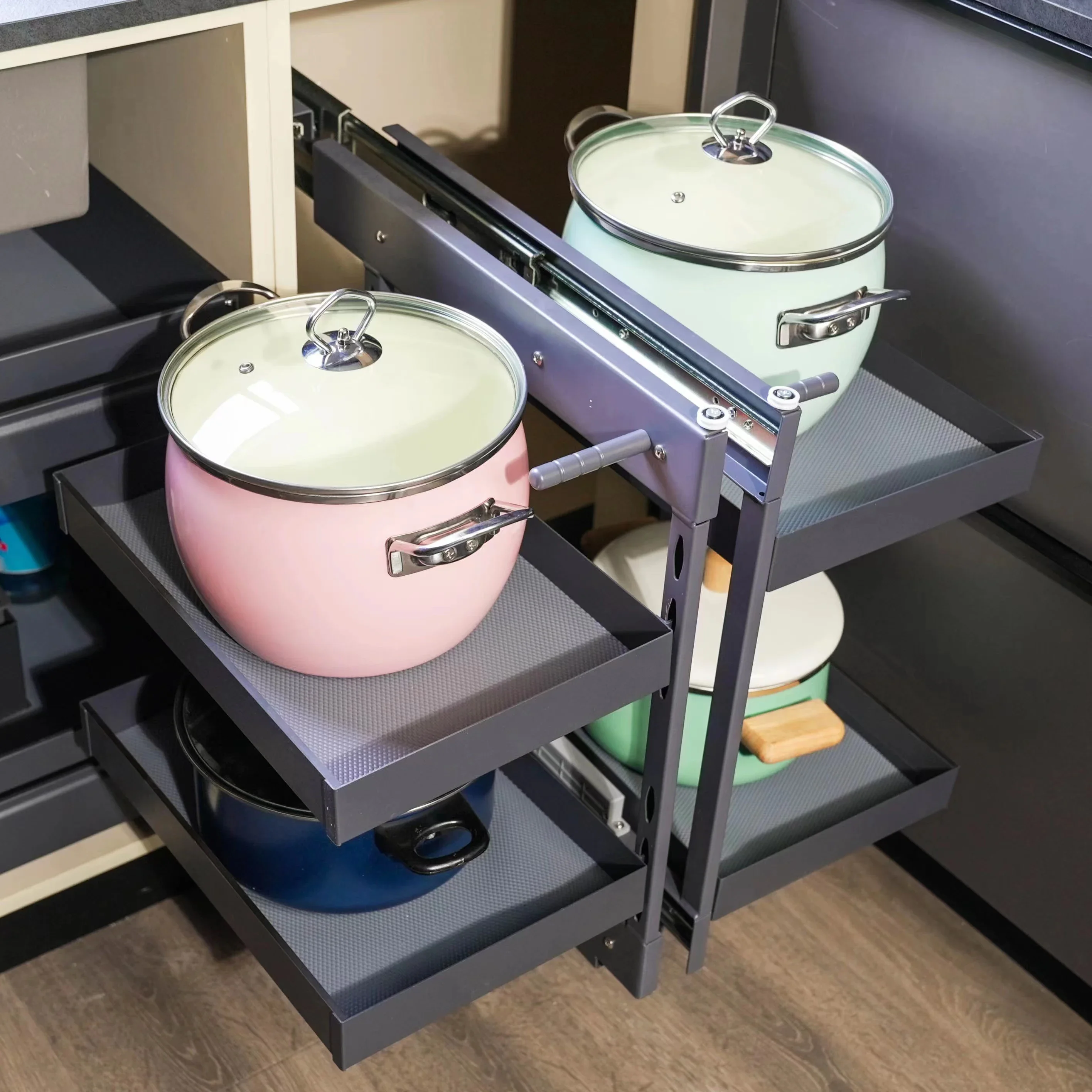 Cestini angolari magici estraibili completi con vetrini a chiusura morbida Cestini sospesi in vetro