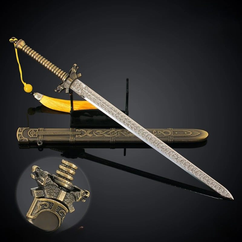 30cm New Anime Figure Heavy Ye Sword Peripheral Metal Model Craftsmanship Desktop Decoration Ornaments Boys Birthday Gifts Toys