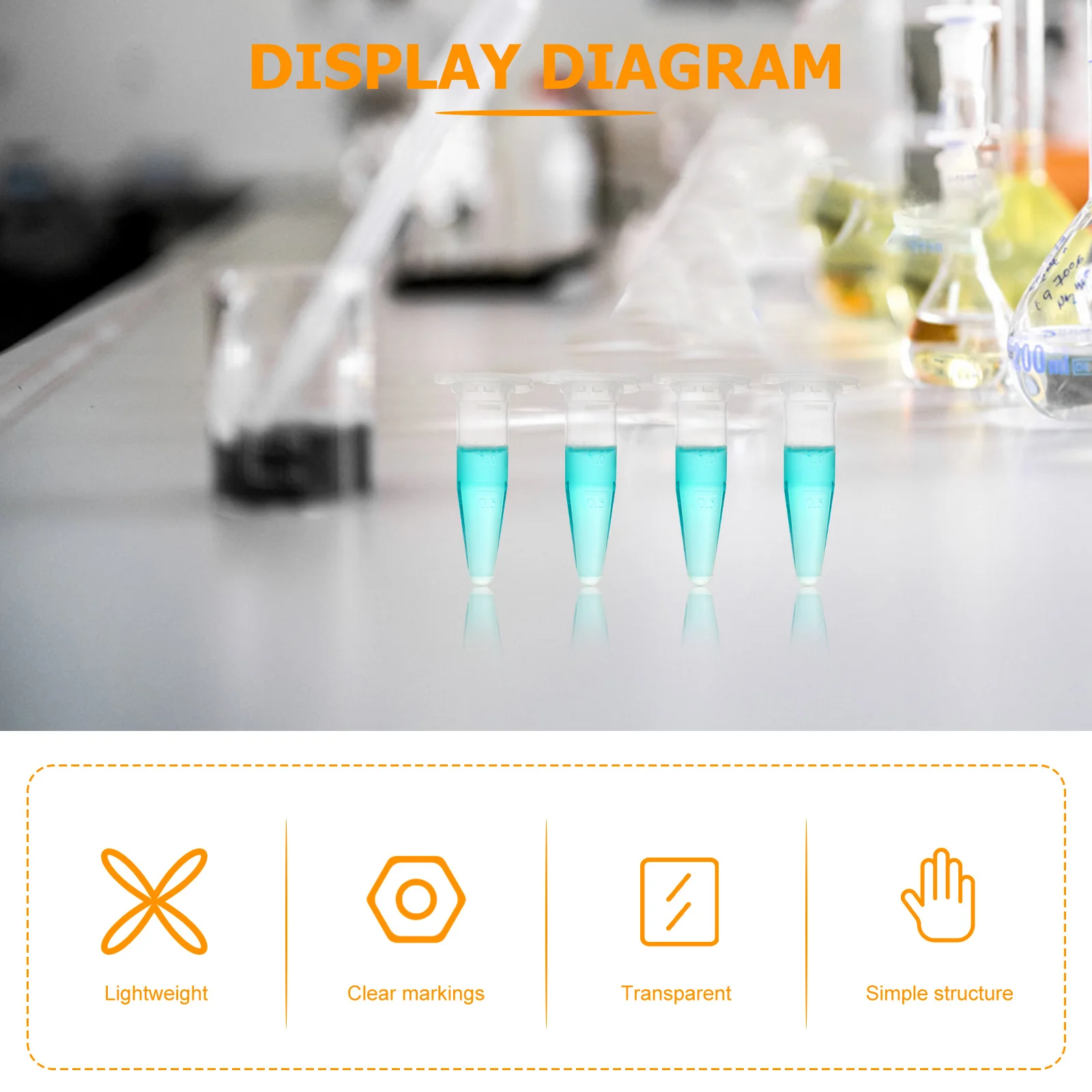 50Pcs 1.5ml Clear Conical Centrifuge Tubes Plastic Test Vials Leakproof Caps Sample Scientific Test Vials