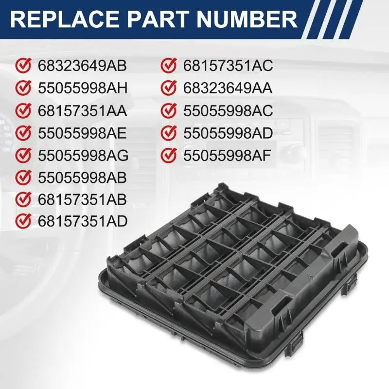 652F Cab Air Outlet Grille Set 68323649AB, 2 Piece Black Repair Part