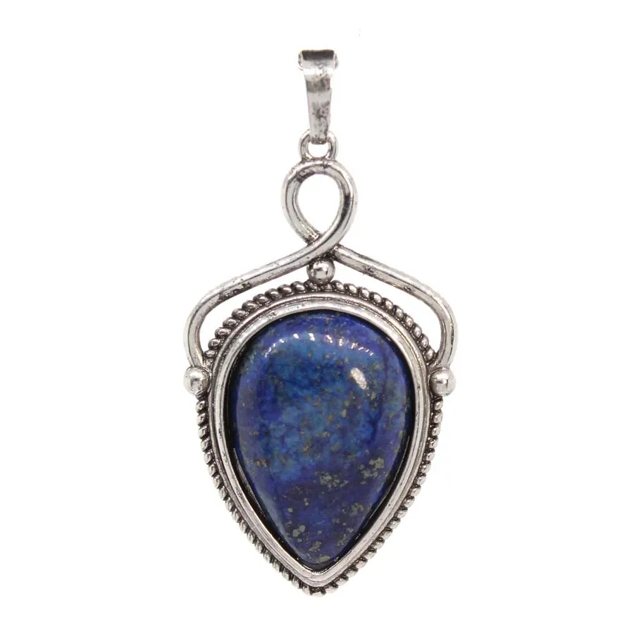 Natural Crystal Stone Water Drop Pendant For Women DIY Necklace Amethyst Rose Quartz Lapis Lazuli Opal Pendant Jewelry No Chain