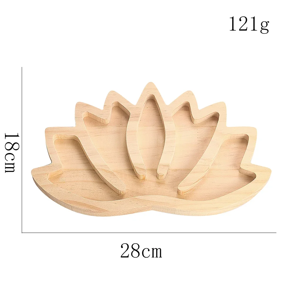 1PC Wooden Lotus Crystal Tray Stone Crystal Rack Display Storage Box Bowl Home Decoration Accessories Para Casa E Decoração