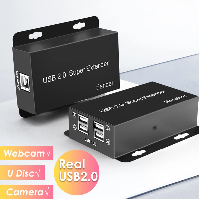 Real USB 2.0 Super Extender 50M Prolong Over CAT6 Cable 4 Port USB HUB Extension for Webcam Camera Printer U Disc Keyboard Mouse