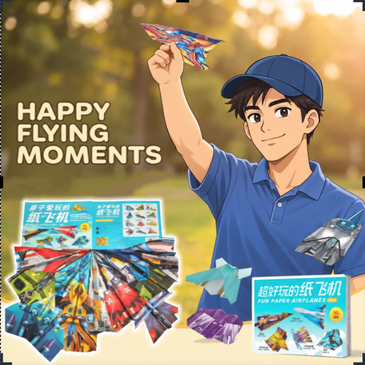 36 Sheets DIY 3D Paper Airplane Origami Kit Colorful Folding Paper with Instructions Creative Aircraft Model Craft Set